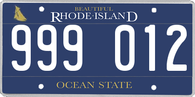 RI license plate 999012