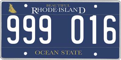 RI license plate 999016