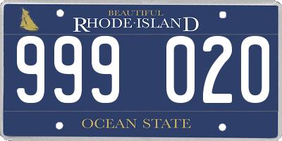 RI license plate 999020