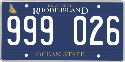 RI license plate 999026