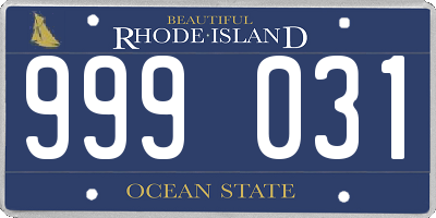 RI license plate 999031