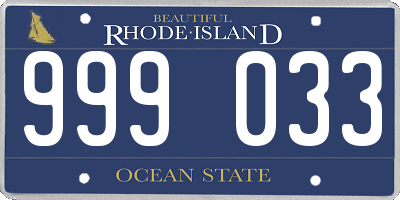 RI license plate 999033