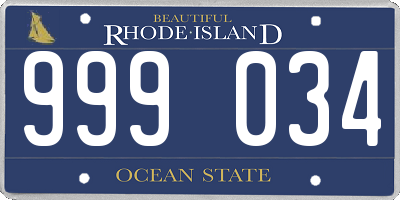 RI license plate 999034