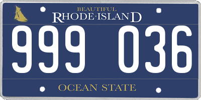 RI license plate 999036