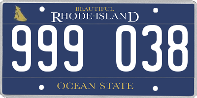 RI license plate 999038