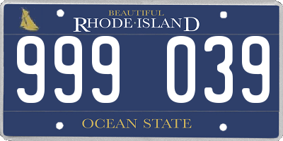 RI license plate 999039