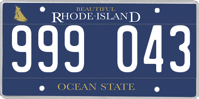 RI license plate 999043