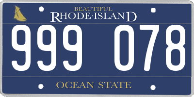 RI license plate 999078