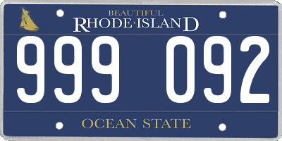 RI license plate 999092