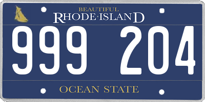 RI license plate 999204