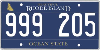 RI license plate 999205