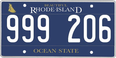 RI license plate 999206