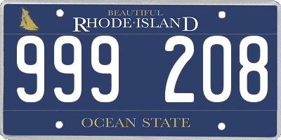 RI license plate 999208