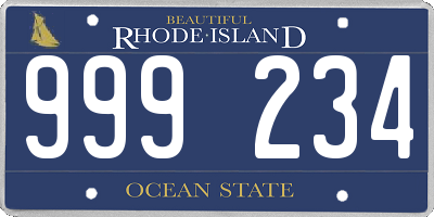 RI license plate 999234