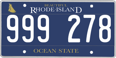 RI license plate 999278