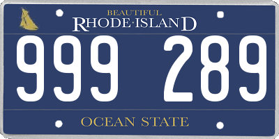 RI license plate 999289