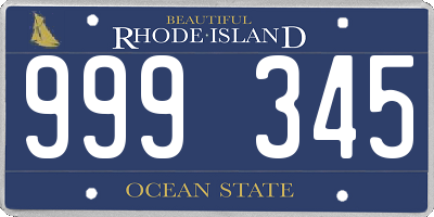 RI license plate 999345