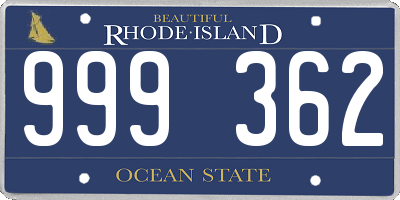 RI license plate 999362