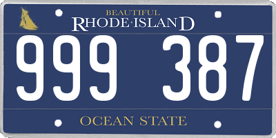 RI license plate 999387