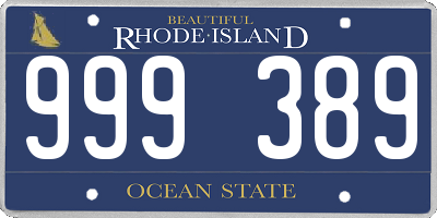 RI license plate 999389