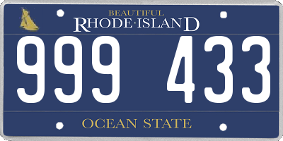 RI license plate 999433