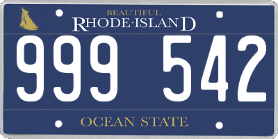 RI license plate 999542