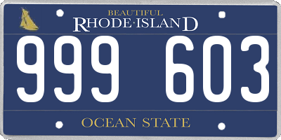 RI license plate 999603