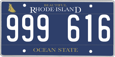 RI license plate 999616