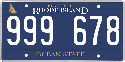 RI license plate 999678