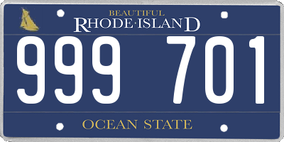 RI license plate 999701