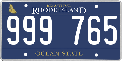 RI license plate 999765