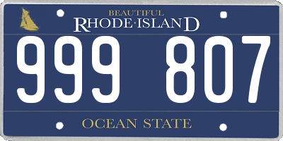 RI license plate 999807