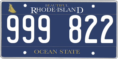 RI license plate 999822