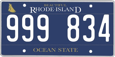 RI license plate 999834