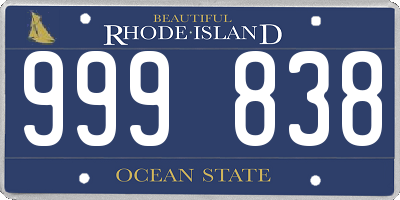 RI license plate 999838