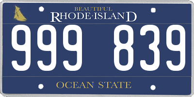 RI license plate 999839