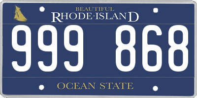 RI license plate 999868