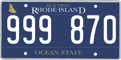 RI license plate 999870