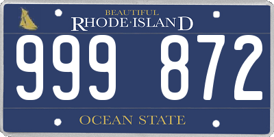 RI license plate 999872