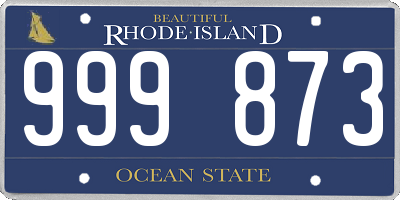 RI license plate 999873