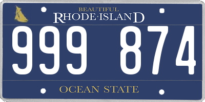 RI license plate 999874