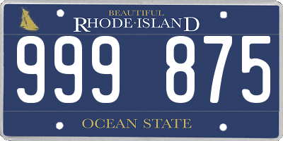 RI license plate 999875