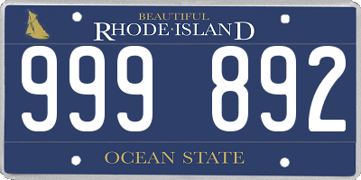 RI license plate 999892
