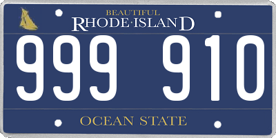 RI license plate 999910