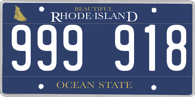 RI license plate 999918