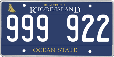 RI license plate 999922