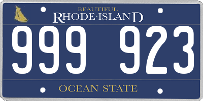 RI license plate 999923