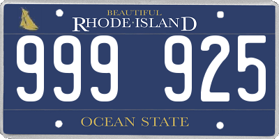 RI license plate 999925