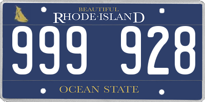 RI license plate 999928
