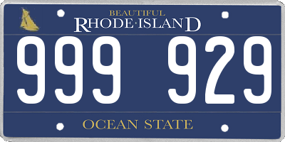 RI license plate 999929